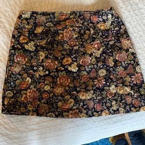 Floral corduroy vintage mini skirt